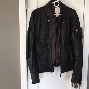 Diesel men’s black leather jacket - like new size XL